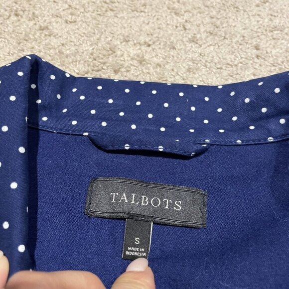 Talbots Snap Front Utility Field Jacket Women's Small Navy Polka Dot Stretch - Picture 9 of 11